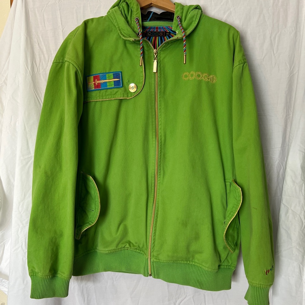 Vintage COOGI Men's Embroidered Gold Sword Full Zip Hoodie Jacket Size XXL Rare